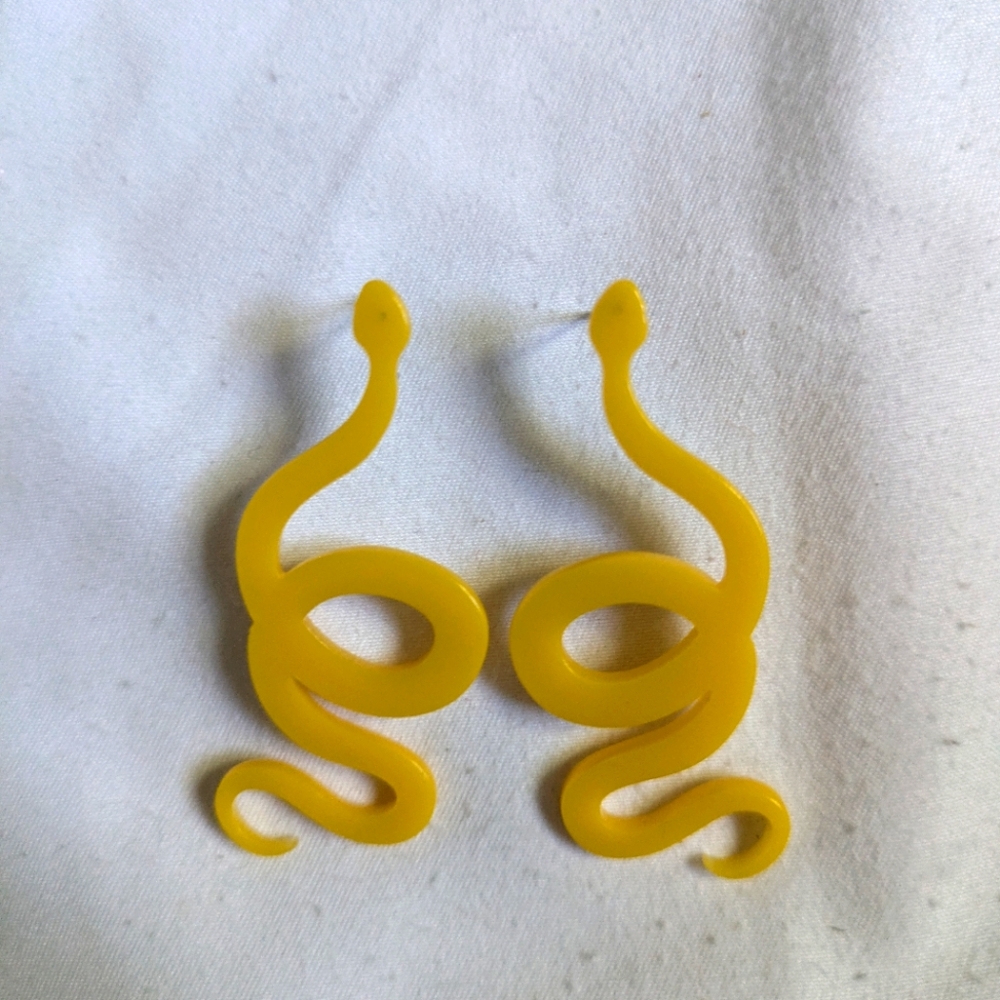 Yellow snake earrings